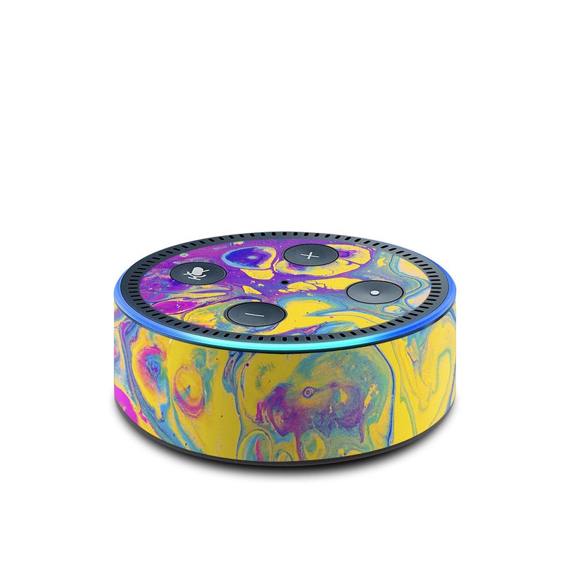 Amazon Echo Dot 2nd Gen Skin design of Psychedelic art, Pattern, Purple, Visual arts, Design, Art, Fractal art, Electric blue, Graphic design, Graphics, with blue, yellow, purple, pink colors