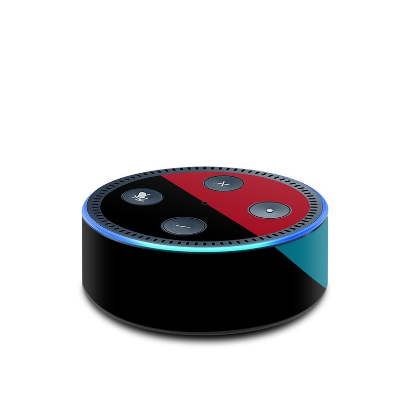Amazon Echo Dot 2nd Gen Skin design of Blue, Green, Turquoise, Azure, Teal, Electric blue, Line, Pattern, Design, Graphic design, with black, blue, red colors