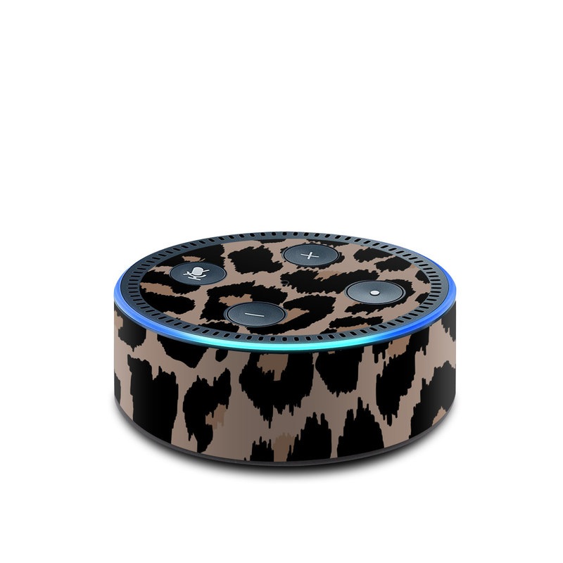 Amazon Echo Dot 2nd Gen Skin design of Pattern, Brown, Fur, Design, Textile, Monochrome, Fawn, with black, gray, red, green colors