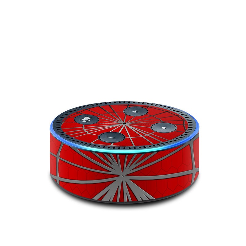 Amazon Echo Dot 2nd Gen Skin design of Red, Symmetry, Circle, Pattern, Line, with red, black, gray colors