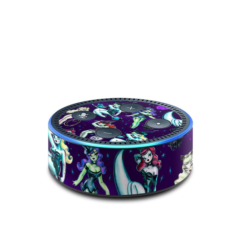 Amazon Echo Dot 2nd Gen Skin design of Illustration, Cartoon, Violet, Art, Fictional character, Graphic design, Fiction, Visual arts, Style, Graphics, with blue, green, white, yellow, red, purple colors