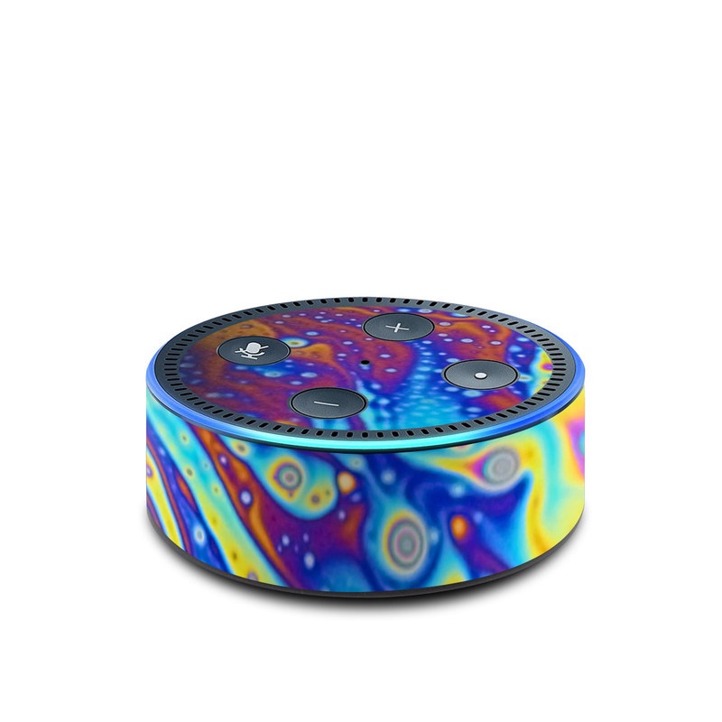 Amazon Echo Dot 2nd Gen Skin design of Psychedelic art, Blue, Pattern, Art, Visual arts, Water, Organism, Colorfulness, Design, Textile, with gray, blue, orange, purple, green colors