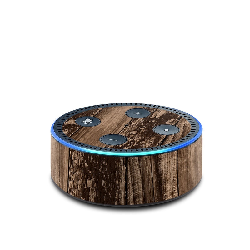 Amazon Echo Dot 2nd Gen Skin design of Wood, Tree, Brown, Plank, Trunk, Pattern, Line, Hardwood, Black-and-white, Forest, with brown, black colors