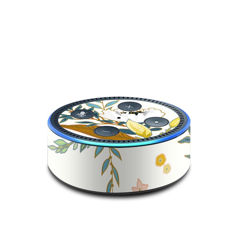 Amazon Echo Dot 2nd Gen Skin design of Floral design, Pattern, Wrapping paper, Botany, Design, Flower, Wallpaper, Plant, Clip art, Pedicel, with white, blue, red, yellow, pink, orange colors