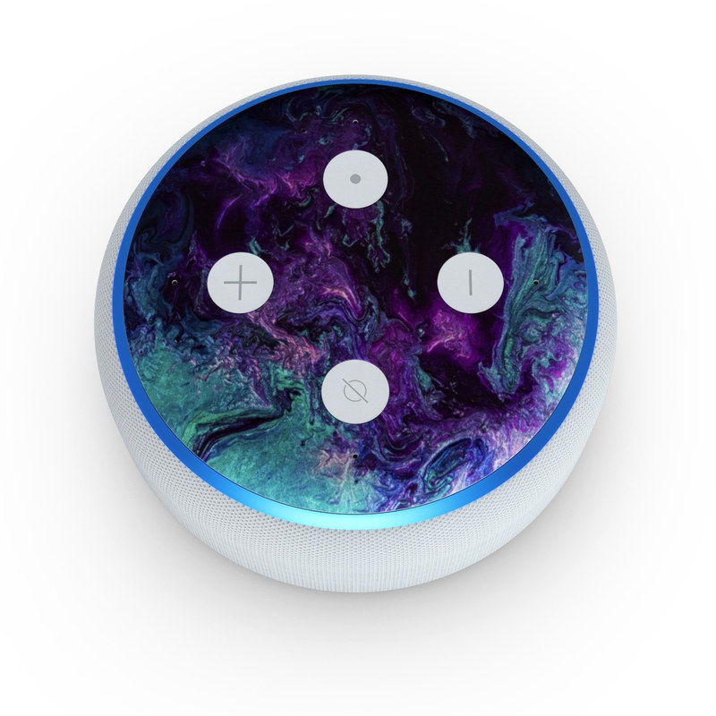 Amazon Echo Dot 3rd Gen Skin design of Blue, Purple, Violet, Water, Turquoise, Aqua, Pink, Magenta, Teal, Electric blue with blue, purple, black colors