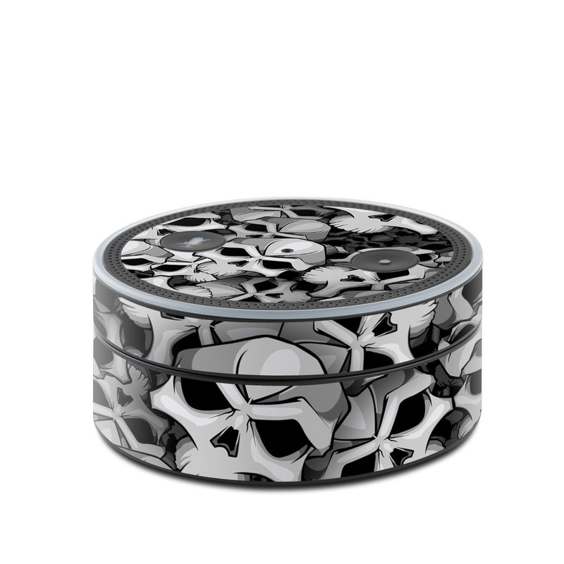 Amazon Echo Dot 1st Gen Skin design of Pattern, Black-and-white, Monochrome, Ball, Football, Monochrome photography, Design, Font, Stock photography, Photography, with gray, black colors