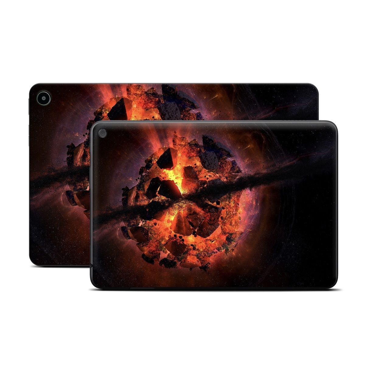 Amazon Fire Tablet Series Skin Skin design of Flame, Heat, Fire, Space, Atmosphere, Charcoal, Explosion, Geological phenomenon, Ash, Graphics, with black, red colors