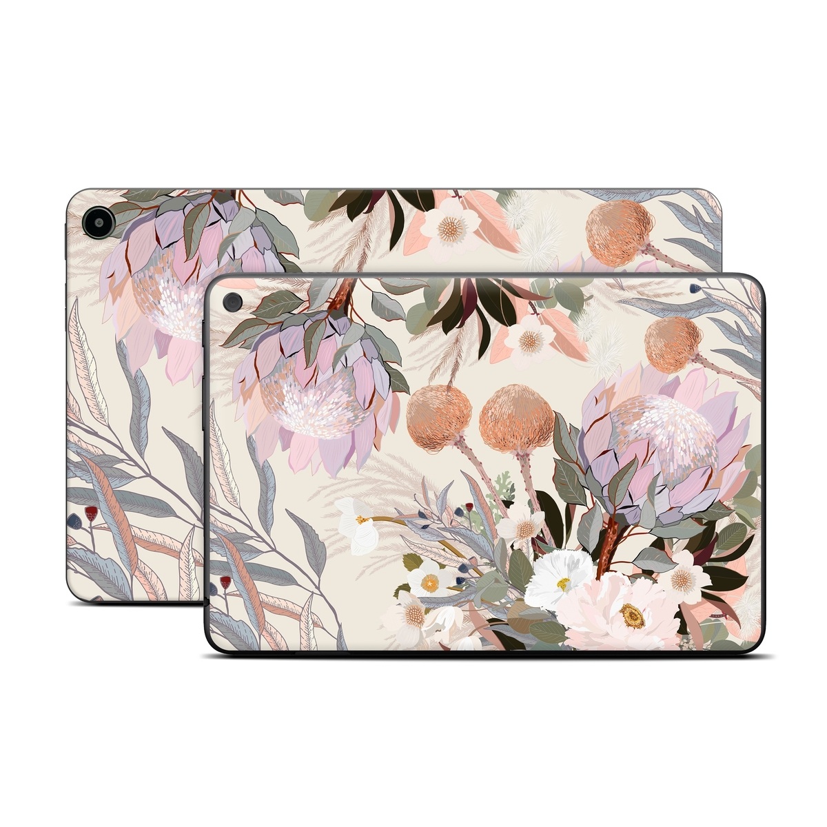 Amazon Fire Tablet Series Skin Skin design of Flower, Floral design, Watercolor paint, Plant, Spring, Branch, Flower Arranging, Lilac, Floristry, Petal, with pink, purple, green, brown, white, yellow, black colors