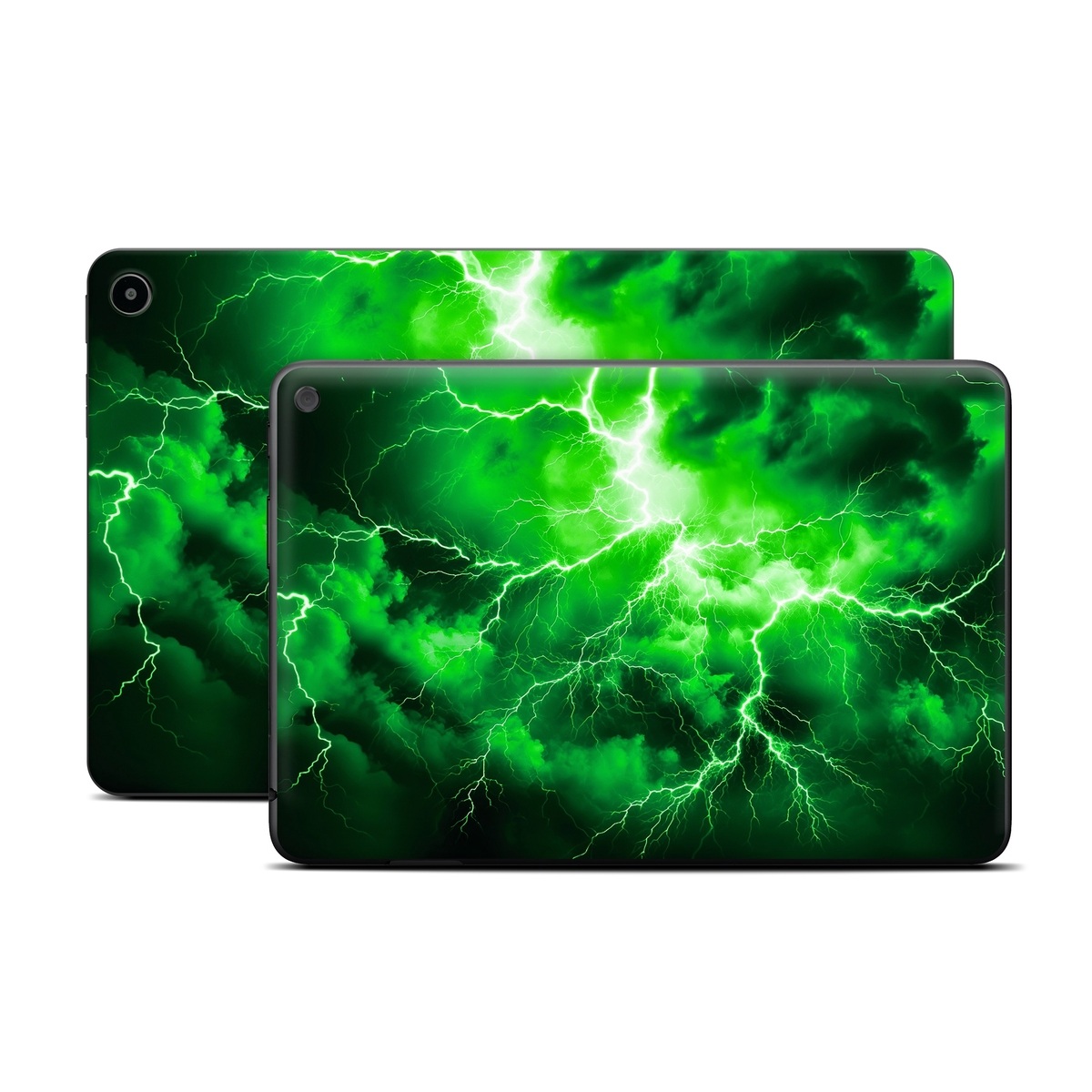 Amazon Fire Tablet Series Skin Skin design of Water, Atmosphere, Thunder, Light, Green, Sky, Natural environment, Natural landscape, Electricity, Organism, with black, green colors