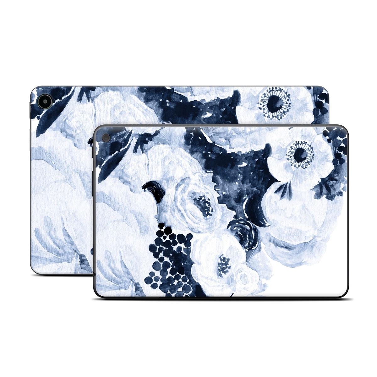 Amazon Fire Tablet Series Skin Skin design of White, Flower, Cut flowers, Garden roses, Plant, Bouquet, Rose, Black-and-white, Rose family, Still life, with white, blue colors