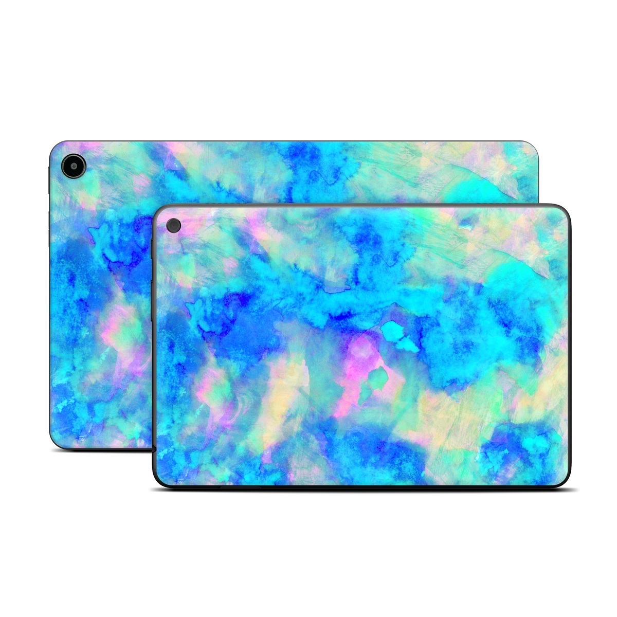 Amazon Fire Tablet Series Skin Skin design of Blue, Turquoise, Aqua, Pattern, Dye, Design, Sky, Electric blue, Art, Watercolor paint, with blue, purple colors