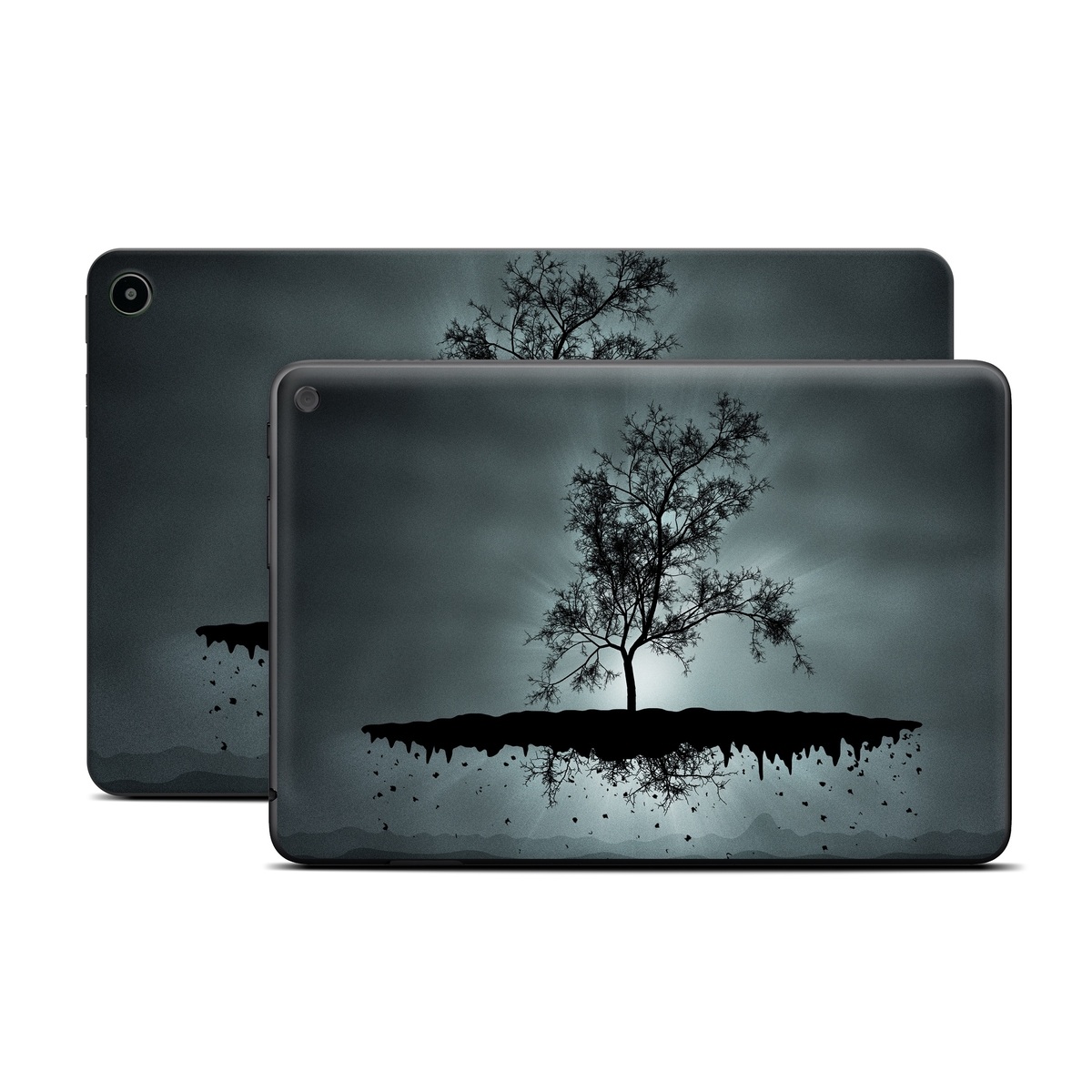 Amazon Fire Tablet Series Skin Skin design of Reflection, Sky, Nature, Water, Black, Tree, Black-and-white, Monochrome photography, Natural landscape, Atmospheric phenomenon, with black, gray, blue colors