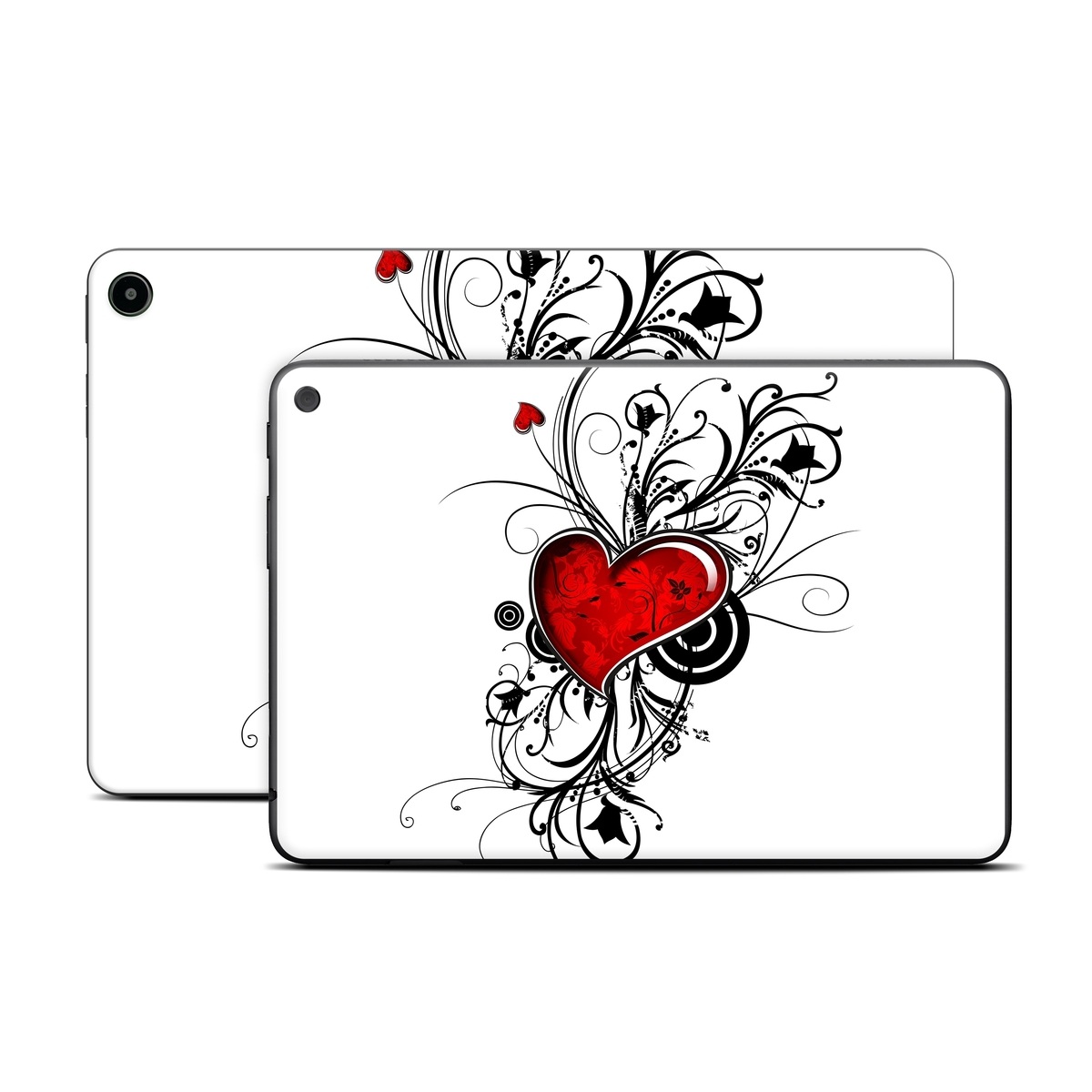 Amazon Fire Tablet Series Skin Skin design of Heart, Line art, Love, Clip art, Plant, Graphic design, Illustration, with white, gray, black, red colors