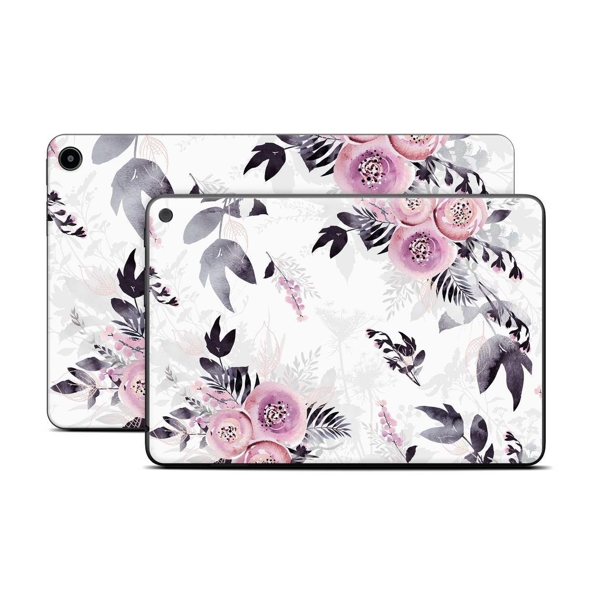 Amazon Fire Tablet Series Skin Skin design of Pink, Pattern, Design, Floral design, Textile, Plant, Flower, Magenta, Petal, Wallpaper, with white, purple, pink, black, gray colors