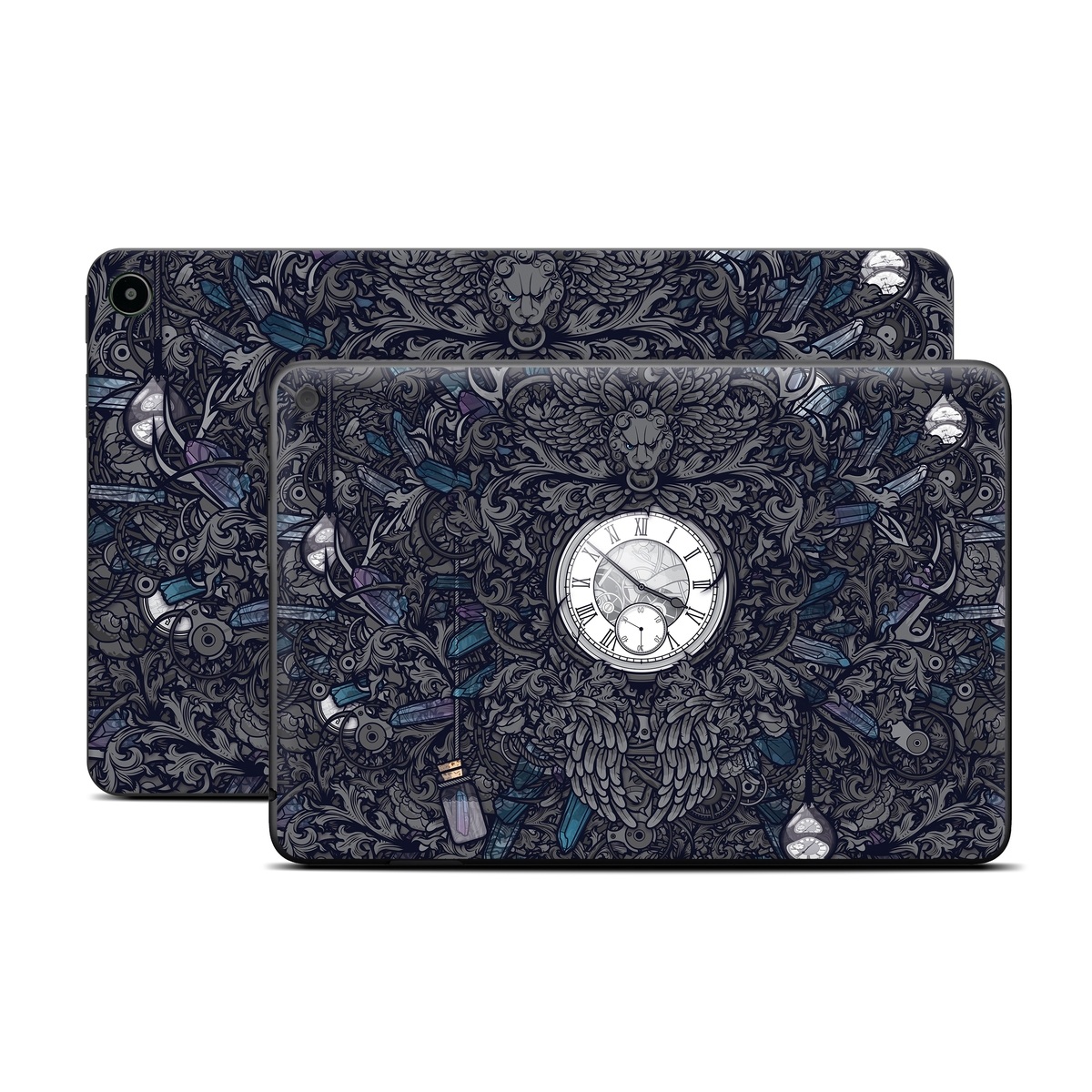 Amazon Fire Tablet Series Skin Skin design of Blue, Pattern, Psychedelic art, Design, Circle, Art, Font, Graphic design, Visual arts, Illustration, with black, gray colors