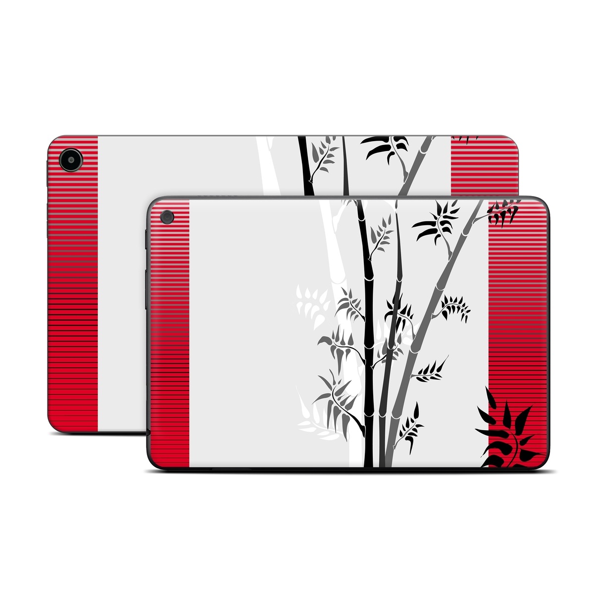Amazon Fire Tablet Series Skin Skin design of Botany, Plant, Branch, Plant stem, Tree, Bamboo, Pedicel, Black-and-white, Flower, Twig, with gray, red, black, white colors