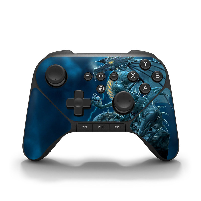 Amazon Fire Game Controller Skin design of Cg artwork, Dragon, Mythology, Fictional character, Illustration, Mythical creature, Art, Demon, with blue, yellow colors