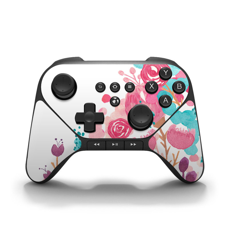 Amazon Fire Game Controller Skin design of Pink, Pattern, Design, Illustration, Clip art, Plant, Graphics, Art, with white, pink, purple, blue, red colors