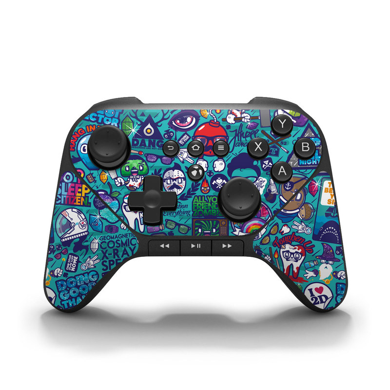 Amazon Fire Game Controller Skin design of Art, Visual arts, Illustration, Graphic design, Psychedelic art, with blue, black, gray, red, green colors
