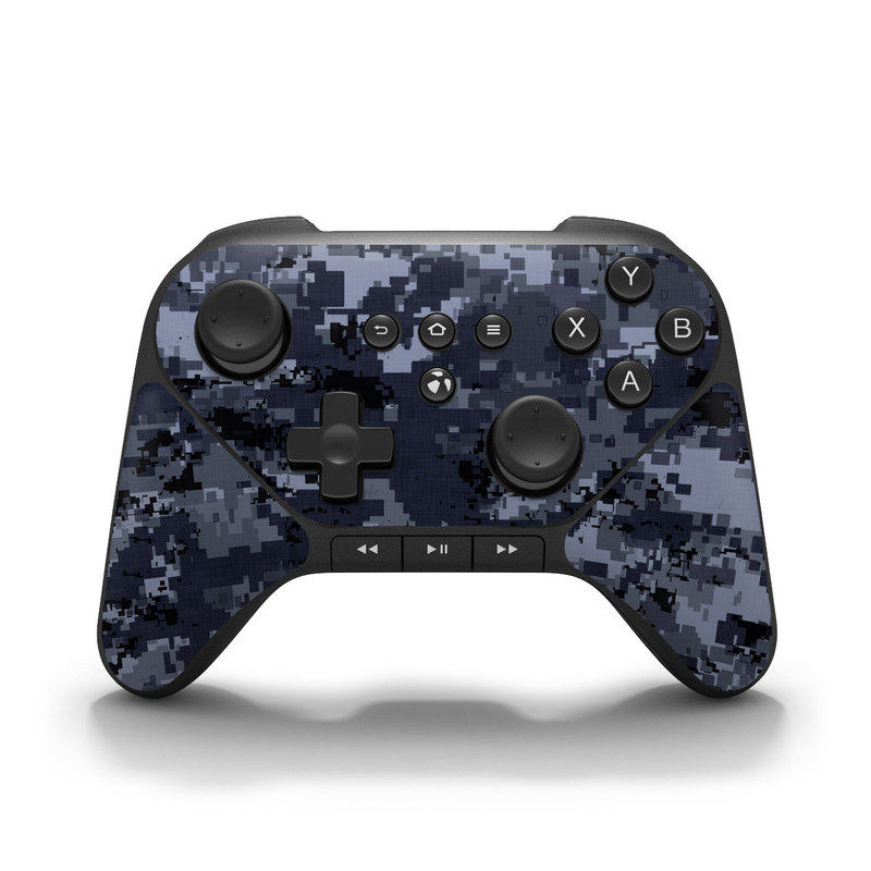 Amazon Fire Game Controller Skin design of Military camouflage, Black, Pattern, Blue, Camouflage, Design, Uniform, Textile, Black-and-white, Space, with black, gray, blue colors