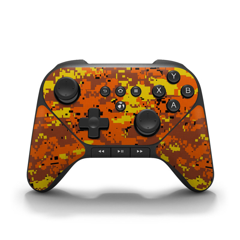 Amazon Fire Game Controller Skin design of Orange, Yellow, Leaf, Tree, Pattern, Autumn, Plant, Deciduous, with red, green, black colors