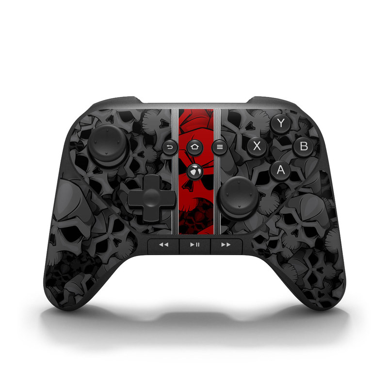 Amazon Fire Game Controller Skin design of Font, Text, Pattern, Design, Graphic design, Black-and-white, Monochrome, Graphics, Illustration, Art with black, red, gray colors
