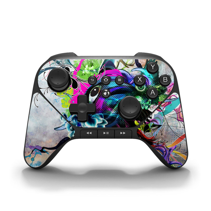 Amazon Fire Game Controller Skin design of Graphic design, Psychedelic art, Art, Illustration, Purple, Visual arts, Graffiti, Street art, Design, Painting, with gray, black, blue, green, purple colors