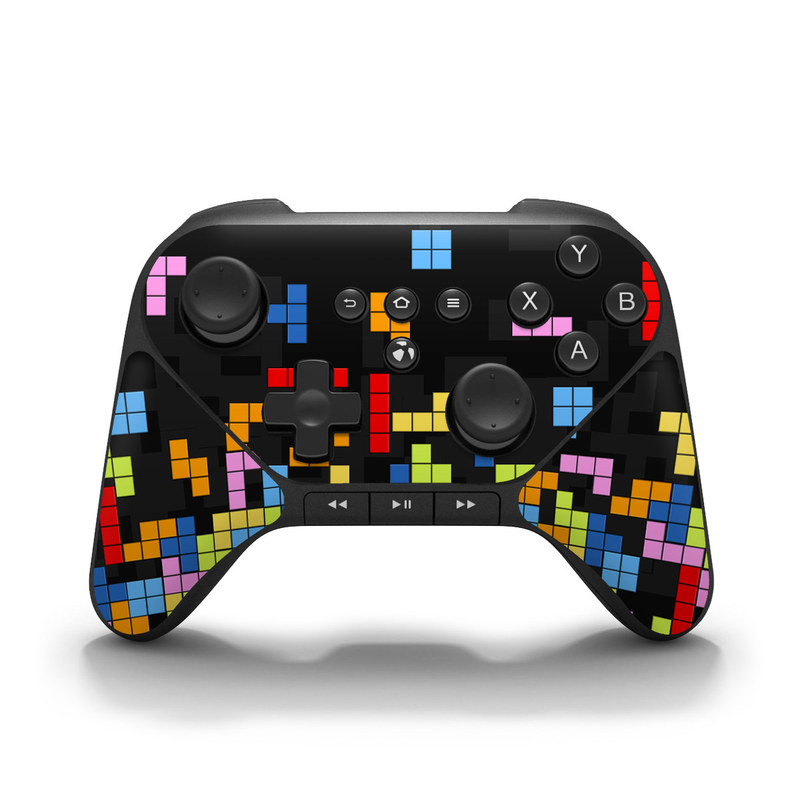 Amazon Fire Game Controller Skin design of Pattern, Symmetry, Font, Design, Graphic design, Line, Colorfulness, Magenta, Square, Graphics, with black, green, blue, orange, red colors