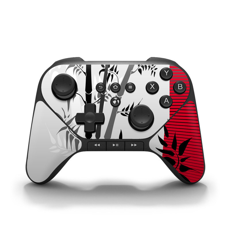 Amazon Fire Game Controller Skin design of Botany, Plant, Branch, Plant stem, Tree, Bamboo, Pedicel, Black-and-white, Flower, Twig, with gray, red, black, white colors