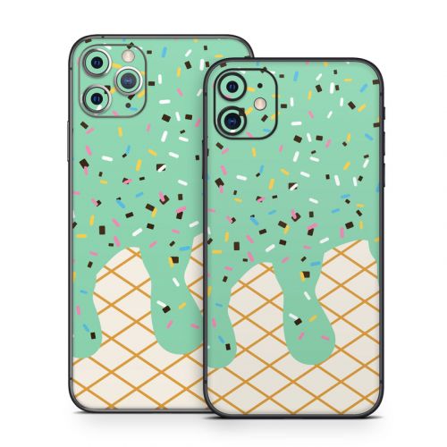 Mint Chocolate Chip Ice Cream Drip iPhone 11 Series Skin