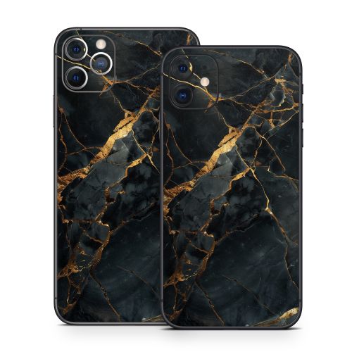 Repaired Black Marble iPhone 11 Series Skin