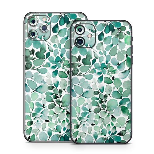 Watercolor Eucalyptus Leaves iPhone 11 Series Skin