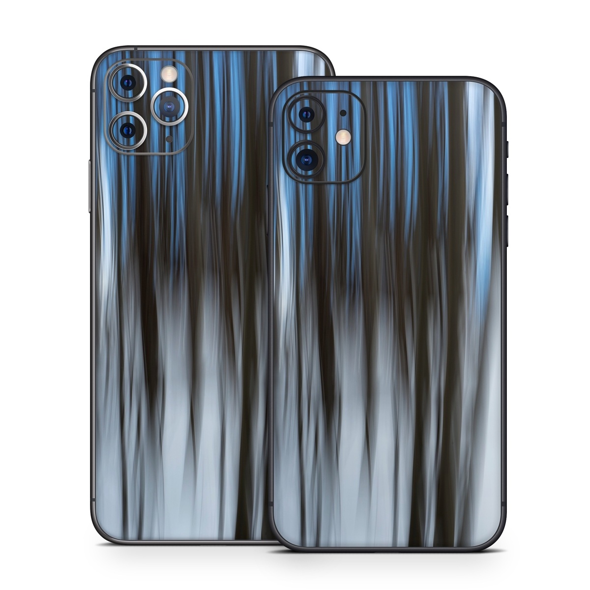 iPhone 11 Series Skin design of Water, Blue, Natural environment, Tree, Forest, Line, Waterfall, Plant, Black-and-white, Reflection, with black, white, blue colors