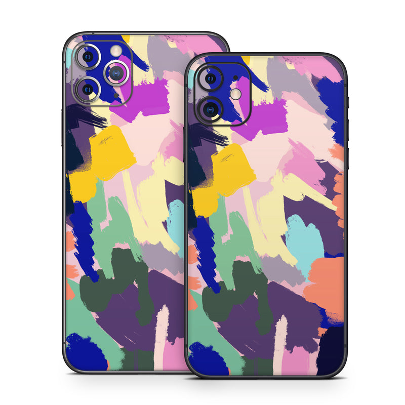 iPhone 11 Series Skin design of Blue, Orange, Pink, Paint, Art Paint, Creative arts, Graphics, Modern art, with yellow, green, orange, blue, purple, black colors