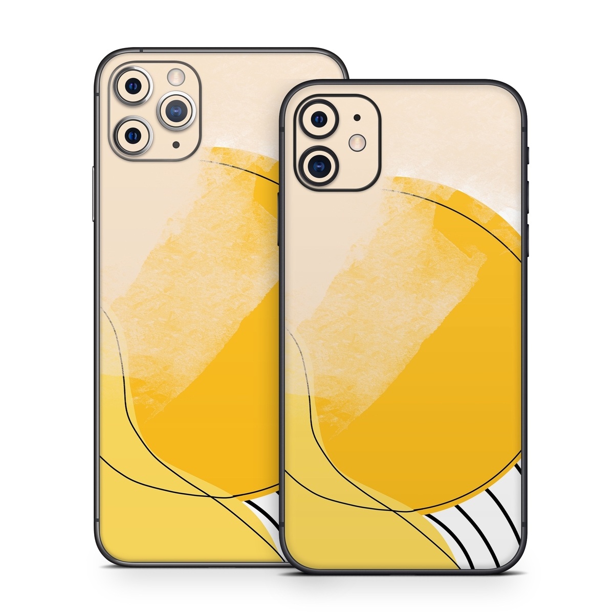 iPhone 11 Series Skin design of Yellow, Line, Illustration, Graphics, with white, black, brown, yellow colors