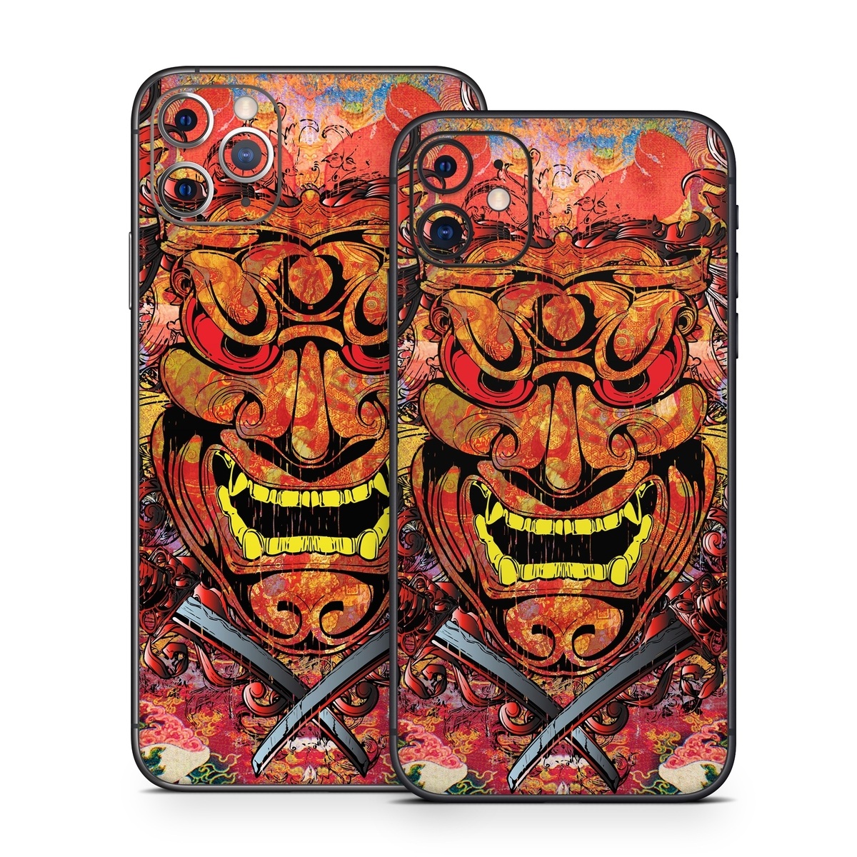 iPhone 11 Series Skin design of Art, Psychedelic art, Visual arts, Illustration, Fictional character, Demon, with red, orange, yellow colors