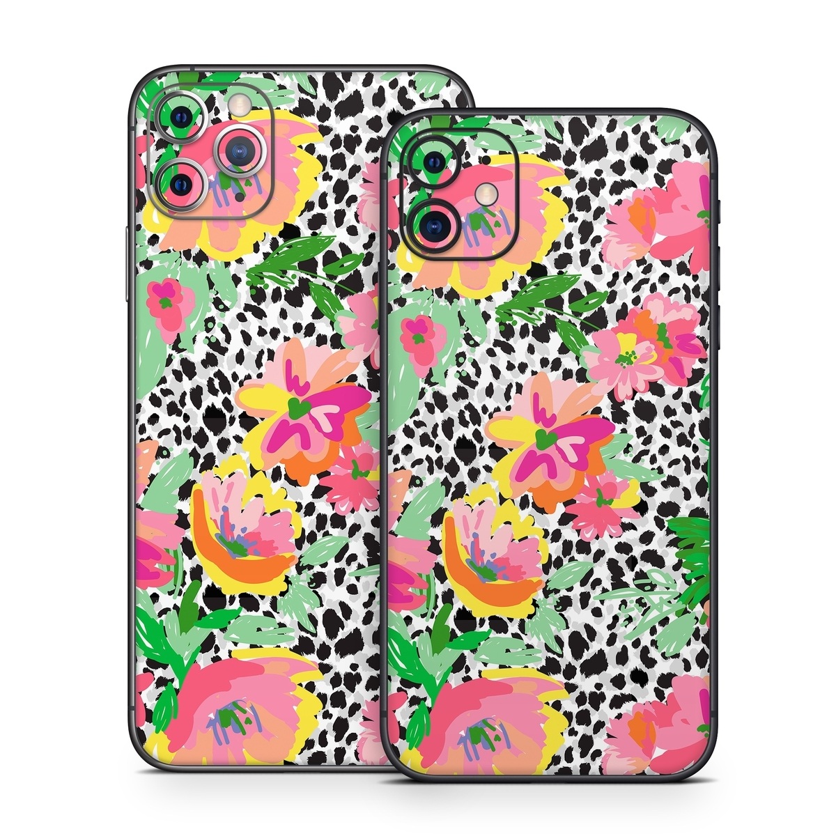 iPhone 11 Series Skin design of Flower, Petal, Textile, Pink, Creative arts, Art, Magenta, Pattern, Plant, Symmetry, with pink, orange, yellow, purple, green, black, white colors