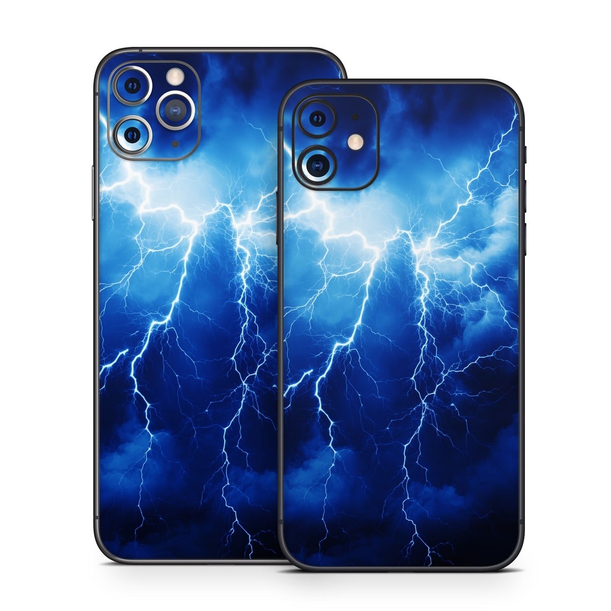 iPhone 11 Series Skin design of Thunder, Sky, Atmosphere, Daytime, Cloud, Water, Lightning, Light, Azure, Natural environment, with black, blue colors