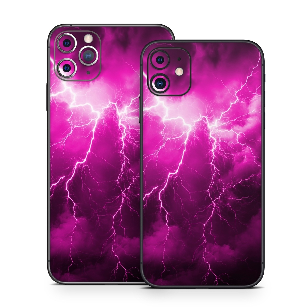 iPhone 11 Series Skin design of Sky, Thunder, Lightning, Thunderstorm, Atmosphere, White, Purple, Light, Nature, Water, with black, pink colors