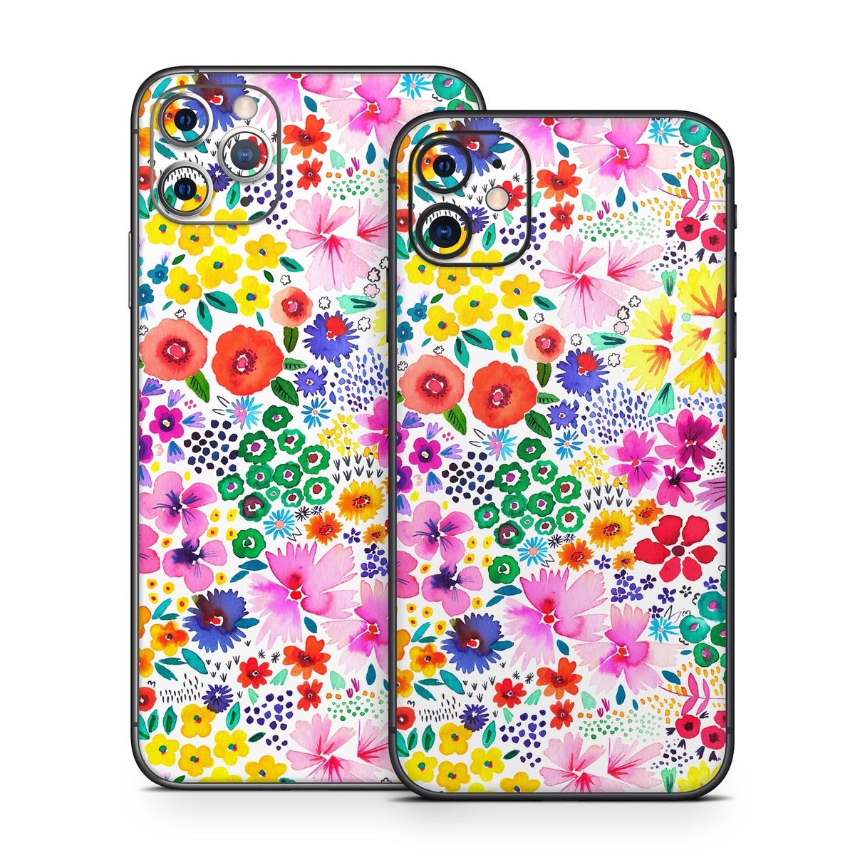 iPhone 11 Series Skin design of Colorfulness, Flower, Pink, Art, Magenta, Pattern, Creative arts, Petal, Symmetry, Electric blue, with white, pink, green, red, blue, purple, yellow, orange colors