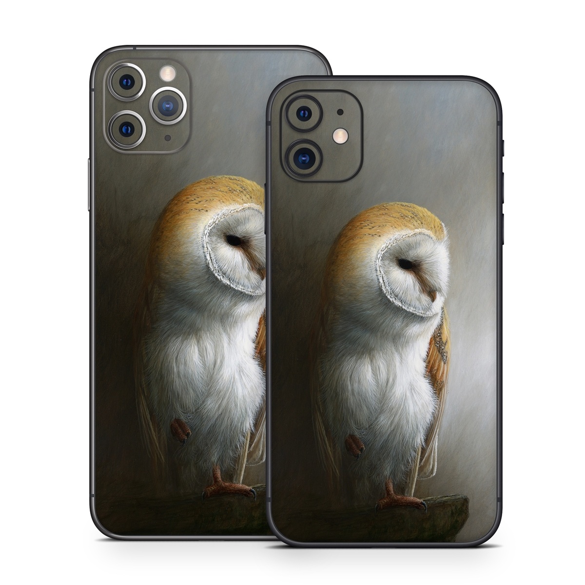 iPhone 11 Series Skin design of Barn owl, Owl, Bird, Bird of prey, Beak, Wildlife, with yellow, white, orange, brown colors