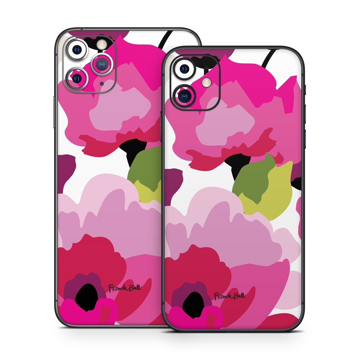 iPhone 11 Series Skin design of Pink, Flower, Pattern, Petal, Plant, Floral design, Design, Botany, Magenta, Anemone, with white, pink, green, red colors