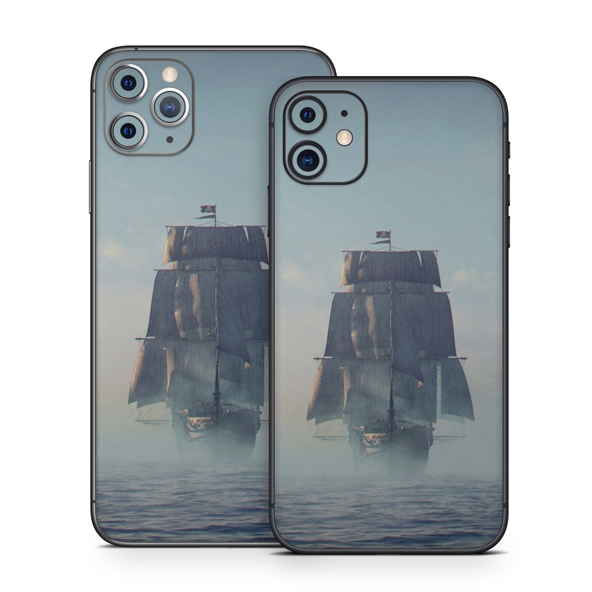 iPhone 11 Series Skin design of Atmospheric phenomenon, Vehicle, Mode of transport, Watercraft, Ship, Sea, with white, blue, black, gray colors
