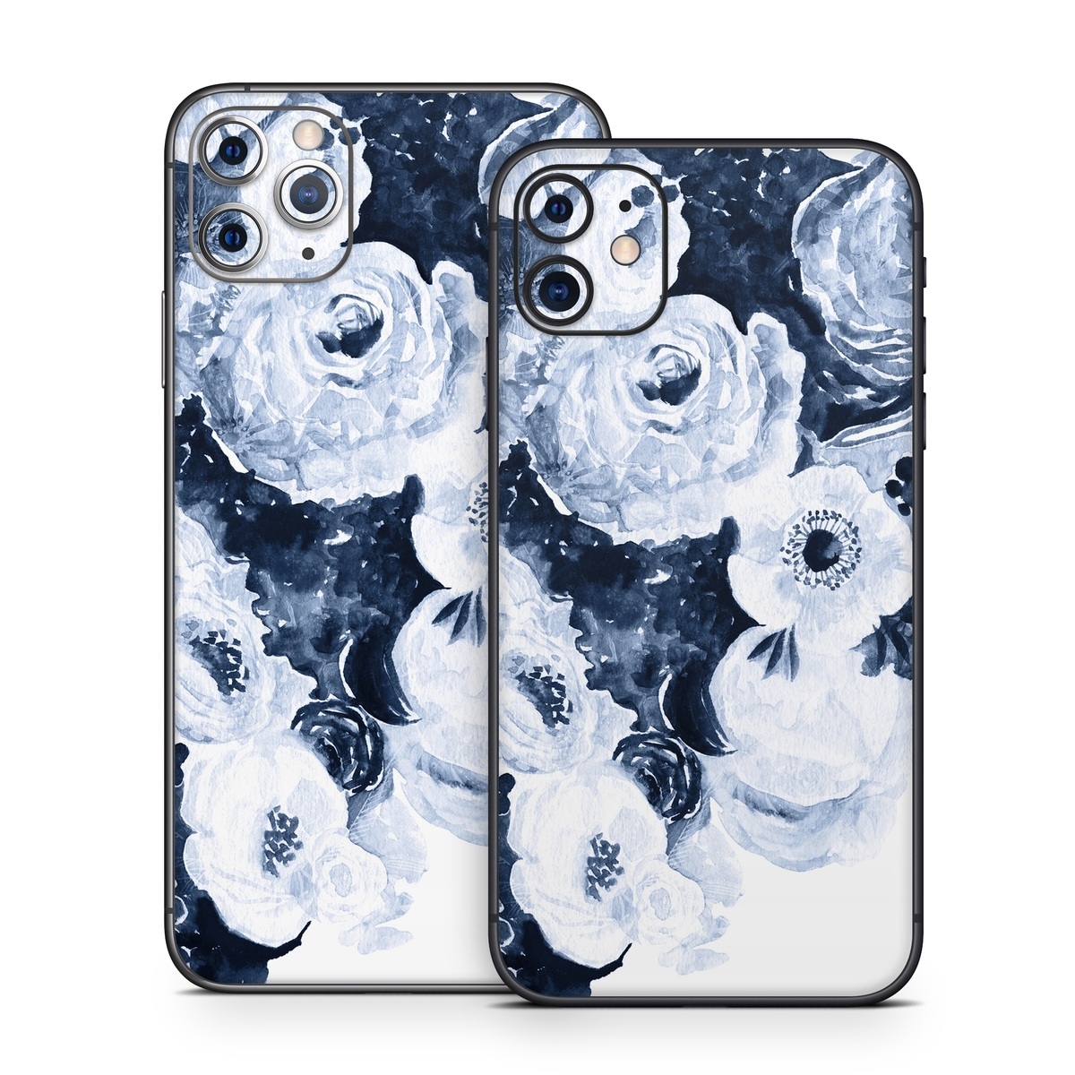 iPhone 11 Series Skin design of White, Flower, Cut flowers, Garden roses, Plant, Bouquet, Rose, Black-and-white, Rose family, Still life, with white, blue colors