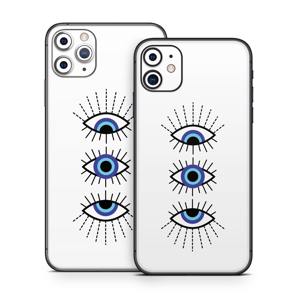 iPhone 11 Series Skin design of Eyebrow, Eyelash, Iris, Art, Font, Circle, Electric blue, Symmetry, Illustration, Graphics, with black, white, blue, purple colors