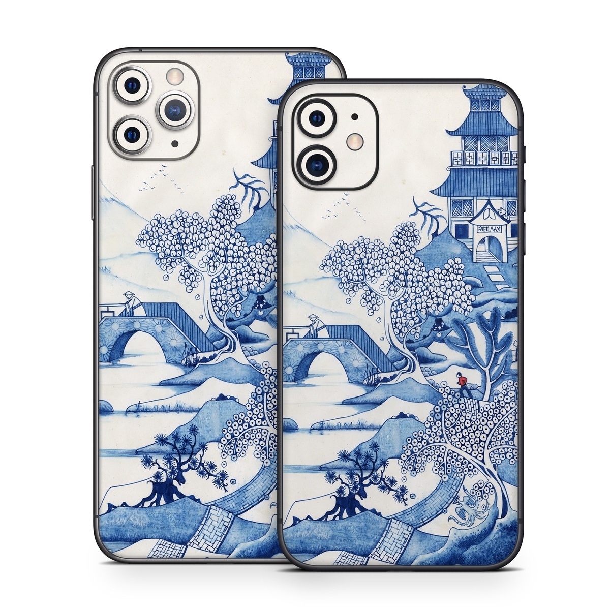  Skin design of Blue, Blue and white porcelain, Winter, Christmas eve, Illustration, Snow, World, Art, with blue, white colors