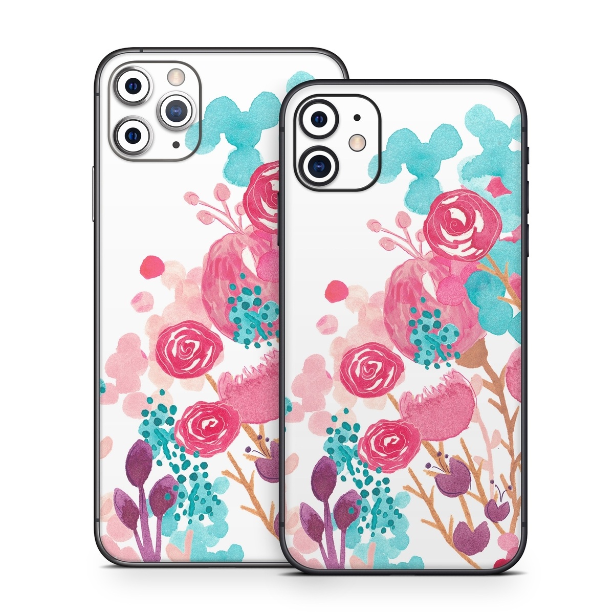 iPhone 11 Series Skin design of Pink, Pattern, Design, Illustration, Clip art, Plant, Graphics, Art, with white, pink, purple, blue, red colors