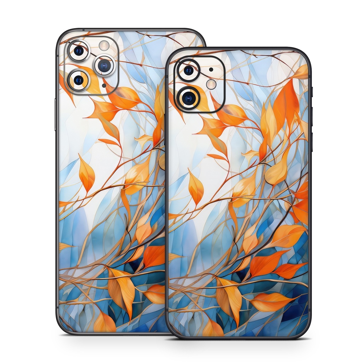 iPhone 11 Series Skin design of Plant, Amber, Twig, Branch, Orange, Vegetation, Natural landscape, Tree, Woody plant, Deciduous, with yellow, orange, red, blue, white, purple colors