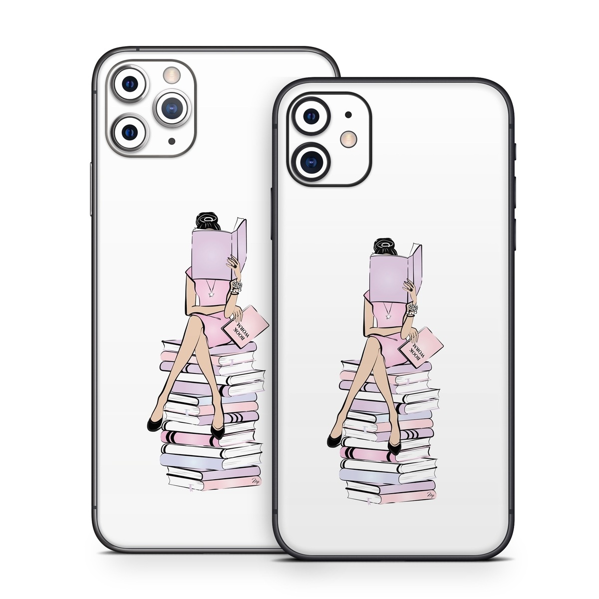 iPhone 11 Series Skin design of Gesture, Art, Cartoon, Font, Drawing, Illustration, Painting, Fictional character, Animation, Diagram, with black, white, pink, purple, blue, yellow, brown colors