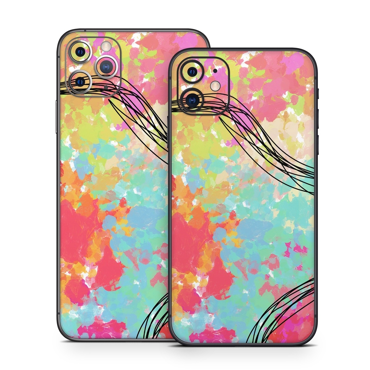 iPhone 11 Series Skin design of Pattern, Line, Graphic Design, Design, Visual Arts, Art, Plant, Wallpaper, Illustration, Cg Artwork, with black, white, red, pink, blue, green, yellow, orange, brown colors